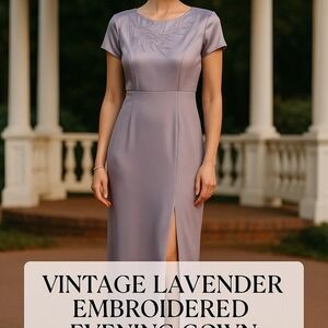 Vintage Papell Boutique Lavender Gown – Classic Silhouette, Size 6